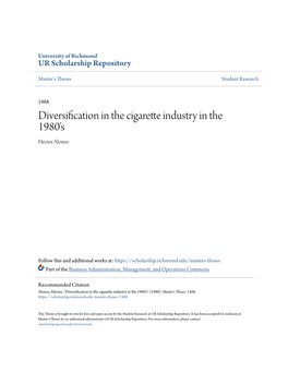 Diversification in the Cigarette Industry in the 1980'S Hector Alonso