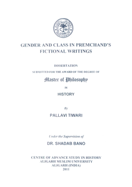 Gender and Class in Premchand's Fictional Writings