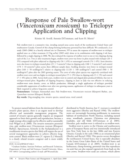 Vincetoxicum Rossicum) to Triclopyr Application and Clipping