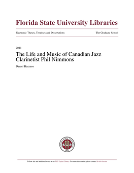 The Life and Music of Canadian Jazz Clarinetist Phil Nimmons Daniel Hasznos
