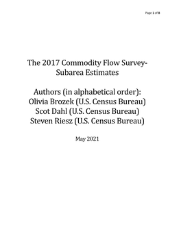 2017 Commodity Flow Survey Subarea Estimates Methodology