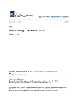 NAACP Strategy in the Covenant Cases