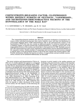 Co-Expression Within Distinct Subsets of Oxytocin-, Vasopressin-, and Neurotensin-Immunoreactive Neurons in the Hypothalamus of the Male Rat’