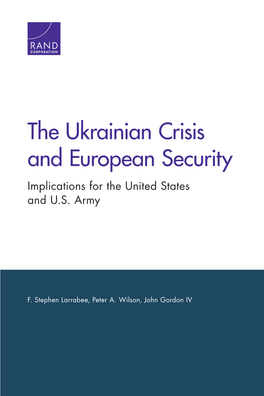 The Ukrainian Crisis and European Security: Implications for the United States and U.S. Army