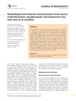 Nematoda: Tylenchidae) from Iran, with Notes on N