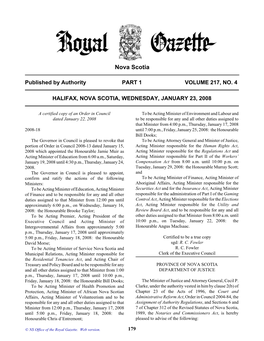 NS Royal Gazette Part I