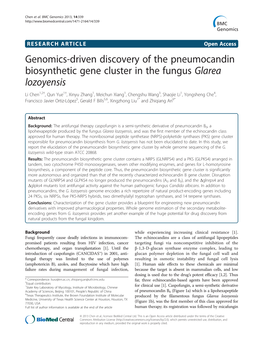 Genomics-Driven Discovery of the Pneumocandin Biosynthetic Gene