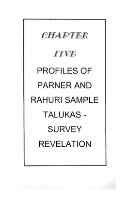 PROFILES of FARMER and RAHURI SAMPLE TALUKAS- SURVEY REVELATION Contents