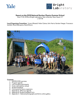 Report on the 2018 National Nuclear Physics Summer School June 17-30, 2018 at Wright Laboratory, Yale University, New Haven, CT V