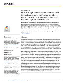 Effects of High-Intensity Interval Versus Mild-Intensity Endurance Training