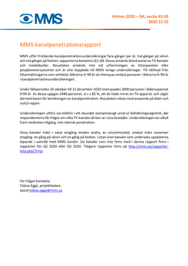 MMS Kanalpenetrationsrapport