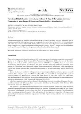 Revision of the Subgenus Coprochara Mulsant & Rey of the Genus