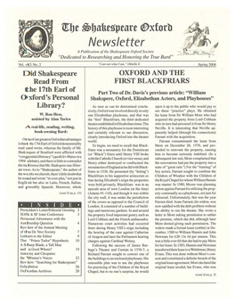 Spring 2006 Shakespeare Oxford Newsletter