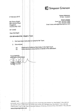 STATEMENT of DEFENCE Dated 2 February 2015
