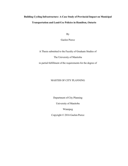 A Case Study of Provincial Impact on Municipal Transportation