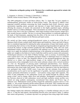 Submarine Earthquake Geology in the Marmara Sea: a Multiscale Approach for Seismic Risk Assessment