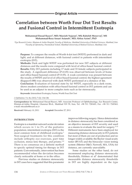 Correlation Between Worth Four Dot Test Results and Fusional Control in Intermittent Exotropia