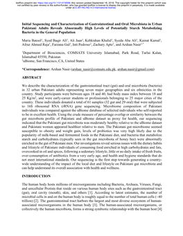 Initial Sequencing and Characterization of Gastrointestinal