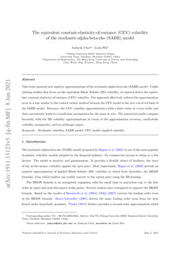 The Equivalent CEV Volatility of the SABR Model up to O(T ) Is Given By