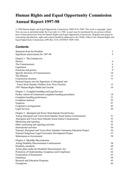 Human Rights and Equal Opportunity Commission Annual Report 1997-98