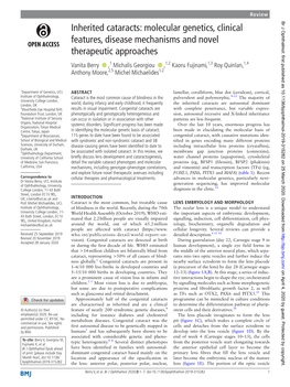 Molecular Genetics, Clinical Features, Disease