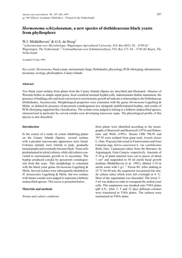 Hormonema Schizolunatum, a New Species of Dothideaceous Black Yeasts from Phyllosphere