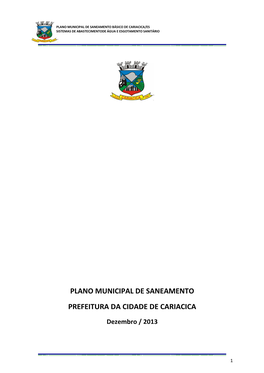 Plano Municipal De Saneamento Prefeitura Da Cidade De Cariacica