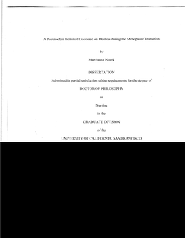 A Postmodern Feminist Discourse on Distress During the Menopause Transition