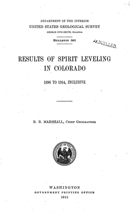 Results of Spirit Leveling Colorado