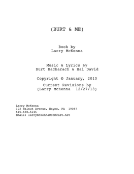 BURT & ME FINAL Manuscript 5-5-14.Fdx