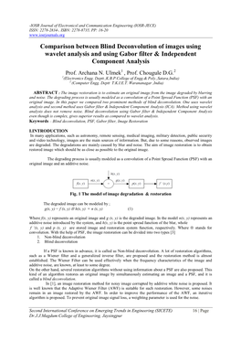 Comparison Between Blind Deconvolution of Images Using Wavelet Analysis and Using Gabor Filter & Independent Component Analysis