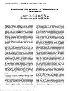 Discussion on the Timing and Kinematics of Cadomian Deformation (Northern Brittany)