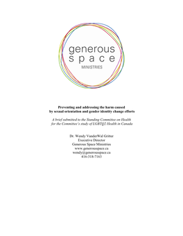 Preventing and Addressing the Harm Caused by Sexual Orientation and Gender Identity Change Efforts a Brief Submitted to the Stan