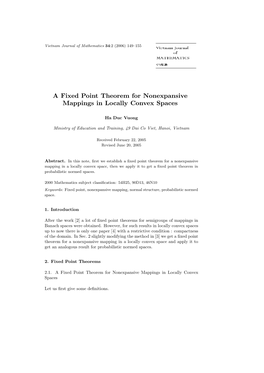 A Fixed Point Theorem for Nonexpansive Mappings in Locally Convex Spaces