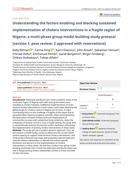 Understanding the Factors Enabling and Blocking Sustained Implementation of Cholera Interventions in a Fragile Region Of