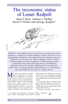 The Taxonomic Status of Lesser Redpoll Alan G