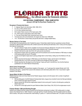 FSU BCS National Championship Notes