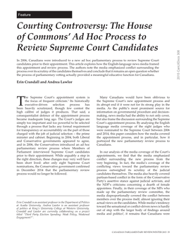 The House of Commons' Ad Hoc Process to Review