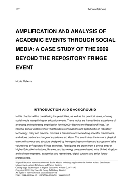 A Case Study of the 2009 Beyond the Repository Fringe Event