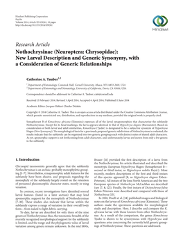 Nothochrysinae (Neuroptera: Chrysopidae): New Larval Description and Generic Synonymy, with a Consideration of Generic Relationships