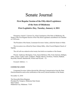 Senate Journal Jan 04, 2011