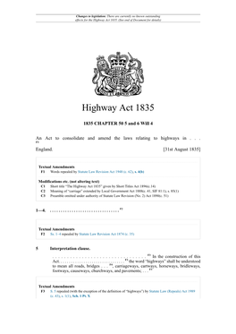 Highway Act 1835