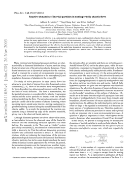 Arxiv:Nlin/0311056V1 [Nlin.CD] 26 Nov 2003 Oi Rnnyeblc Nhproi Hoi Scattering, Chaotic Hyperbolic in Hyper Either Nonhyperbolic