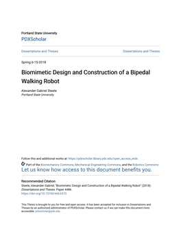 Biomimetic Design and Construction of a Bipedal Walking Robot