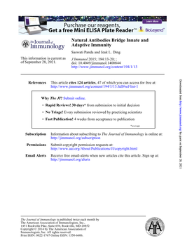 Adaptive Immunity Natural Antibodies Bridge Innate