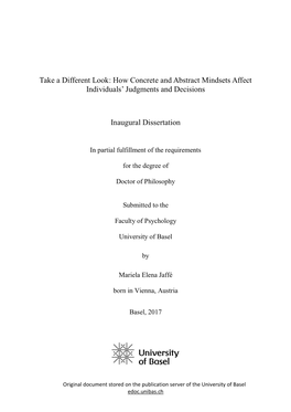 How Concrete and Abstract Mindsets Affect Individuals' Judgments And