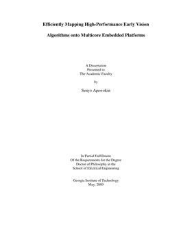 Efficiently Mapping High-Performance Early Vision Algorithms Onto Multicore Embedded Platforms