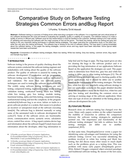 Comparative Study on Software Testing Strategies Common Errors Andbug Report 1J.Punitha, 2S.Nivetha,3Dr.M.Inbavalli