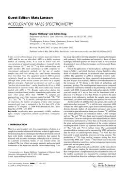 Accelerator Mass Spectrometry, Hellborg and Skog