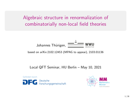 Algebraic Structure in Renormalization of Combinatorially Non-Local Field